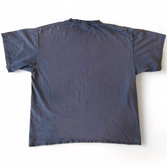 Vtg Y2k Nike Mini Swoosh Essential Shirt Navy Blue Faded Thrashed Silver Tag XL - Picture 2 of 14